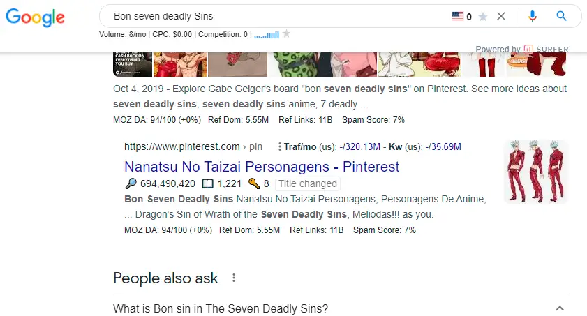 Seven Deadly Sins Bon