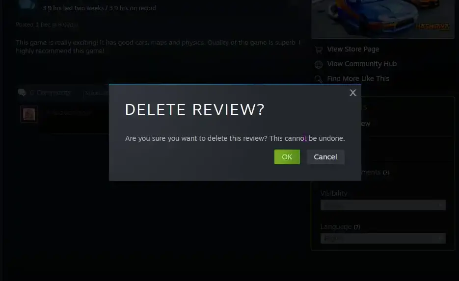 When should you delete Steam reviews?